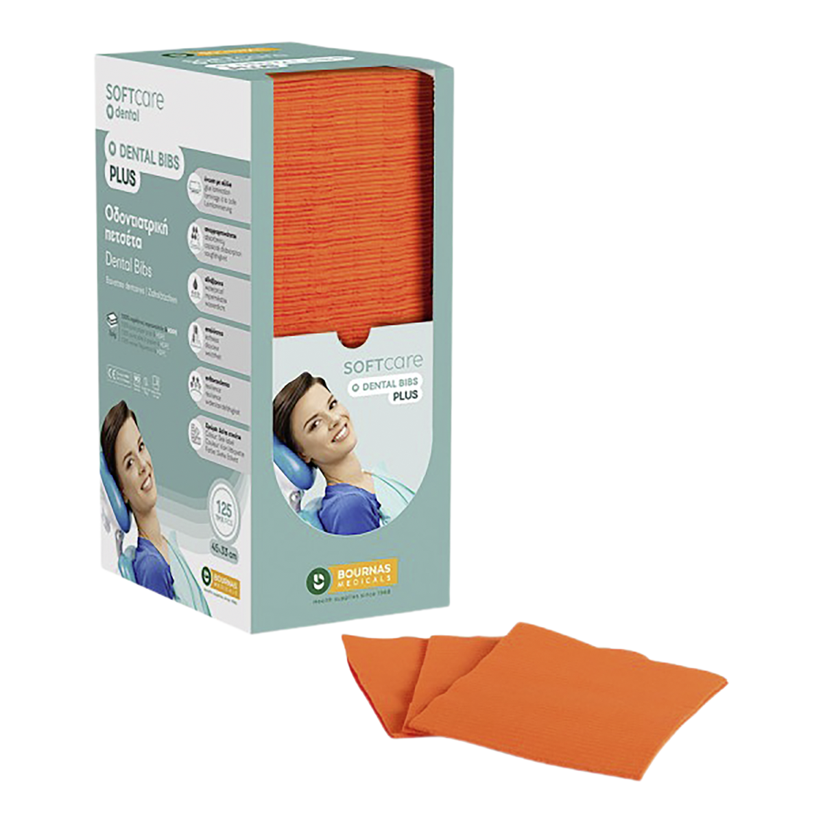 Patientenservietten Soft Care 3-lagig in Dispenserbox 4 x 125 Stk. - Orange